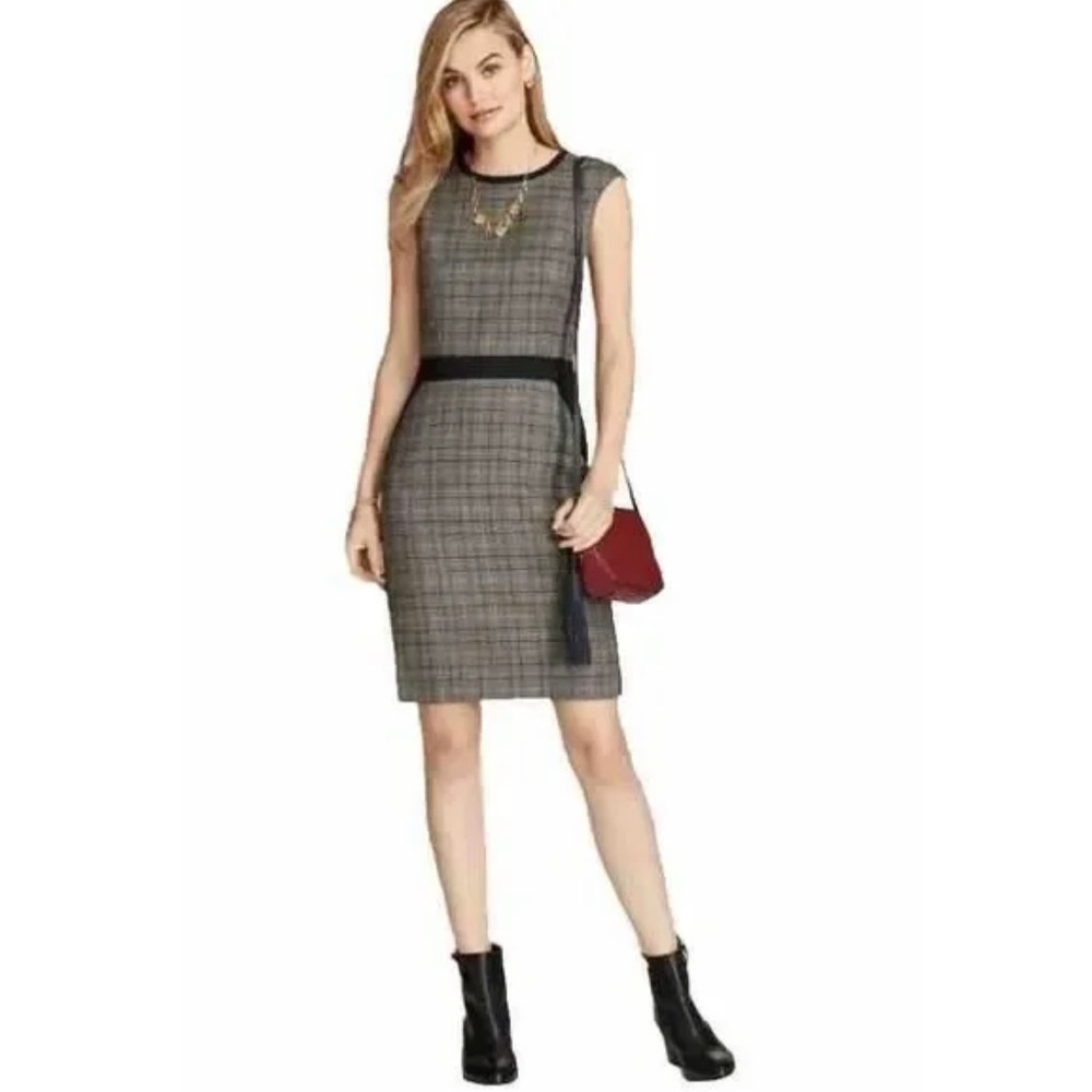 Brooks Brothers Red Fleece Glen Plaid Dress Wool Blend Sheath, Size 0